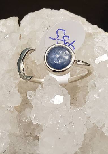 Sterling Silver Moon and Kyanite Ring